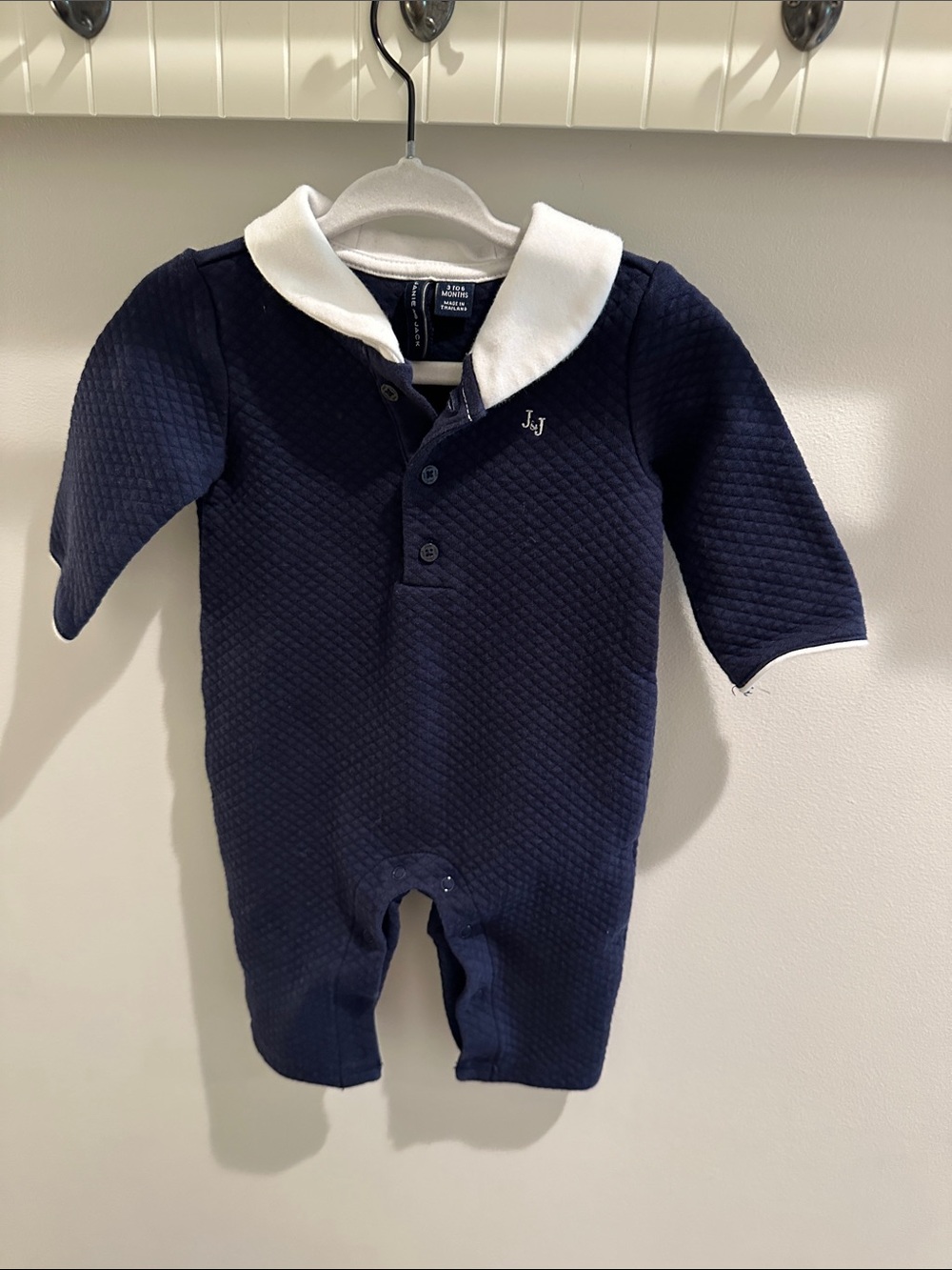 Janie and Jack Quilted Baby One-Piece with White Collar 3-6m